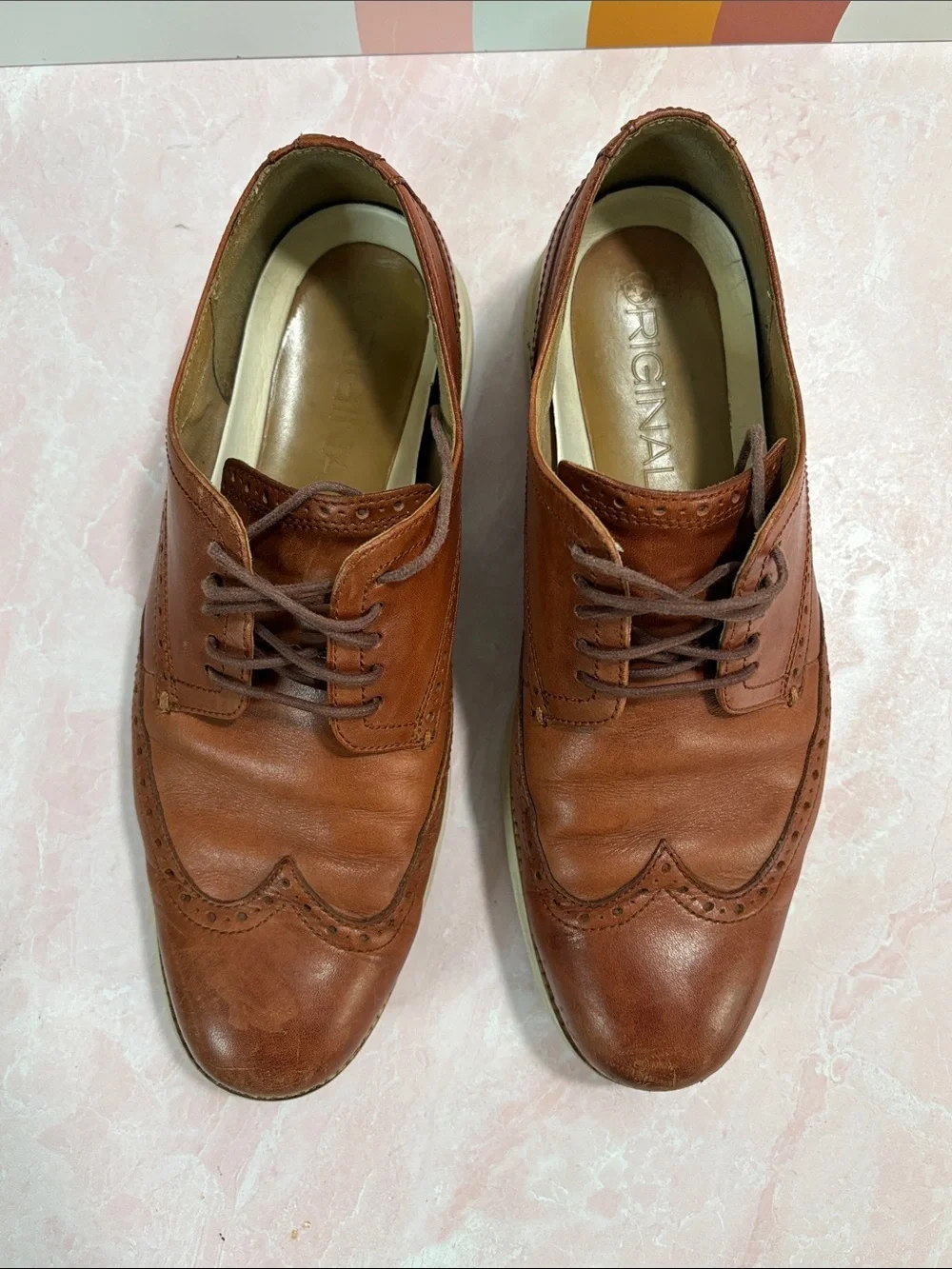 Cole Haan Original Grand Men's Tan Leather Wingtip Oxfords 10M
